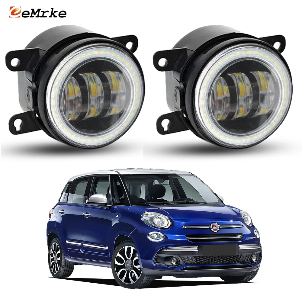 

Светодиодные противотуманные фары PTF Angel Eyes DRL для Fiat 500L Facelift 2018 2019 2020 2021, автомобильные линзы, противотуманные фары дальнего света, дневные ходовые огни
