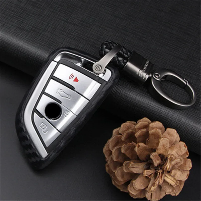 

Remote Smart Silicone Carbon Fiber Car Key Case Cover For BMW X5 X6 F15 1 2 5 7 Series 218i X1 F48 X3 X4 540 740 For BMW X5 Key+