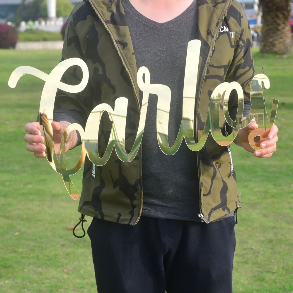 결혼식 파티를 위한 맞춤형 아크릴 이름 표시, 글꼴, 거울 금 표시, 보육 아기 어린이 침대, 나무 홈 장식 선택