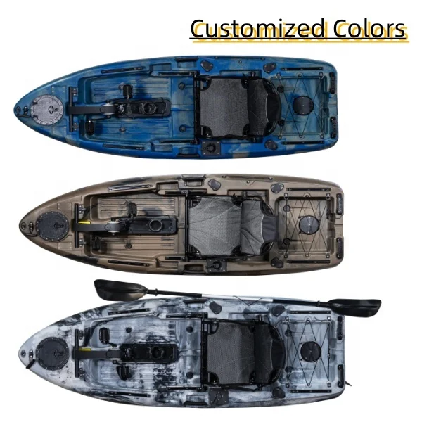 Plastic Fishing Kayak With Pedal Drive Canoe Kayak Fishing Boat Single Seat Sit On Top Pedal Kayak PE 8FT CE Certificate
