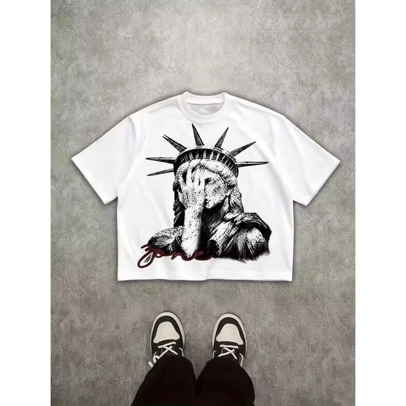 Teen Girl Clothes,Graphic Tees,With Statue Of Liberty Pattern,Regular Round Neck,Baby Tee,Breathable Fabric,Y2k Style,Retro 2000s,Vintage Aesthetic