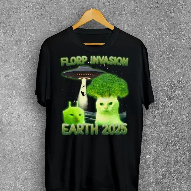 Florp Invasion Funny Alien Brainrot Cat Dank Meme T shirt size S 5XL