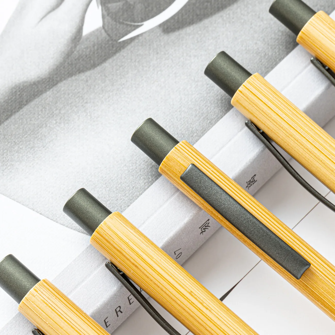 20-100Pcs Bamboo Pen Personalized Ballpoint Pens Stationery Party Office Supplies Customized Carve Text Business Baptism Gift