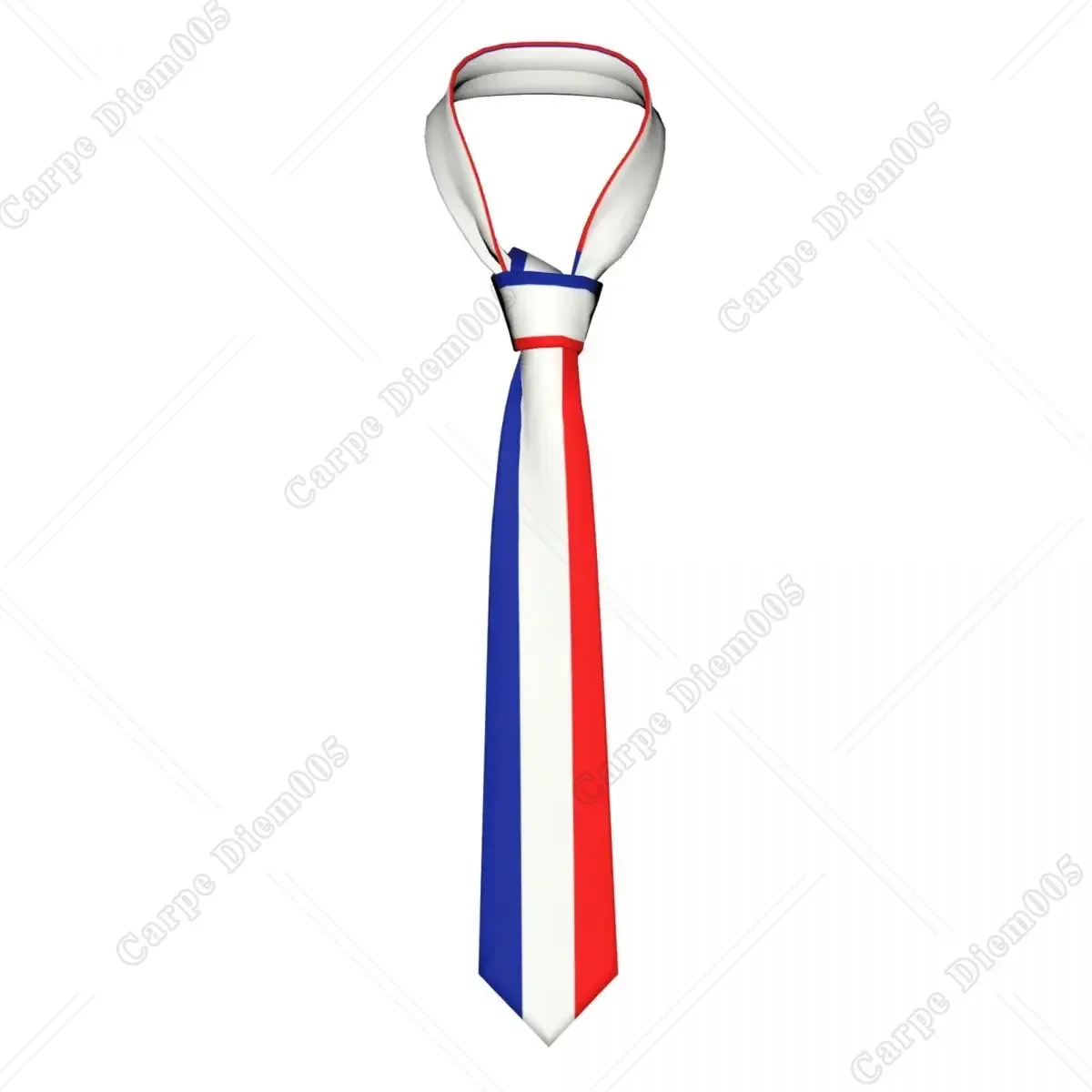 Classic French Flag France Neck Tie for Party Customized Men Neckties Print One Size Gifts for Men