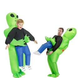 ET Alien Inflatable Costume Adult Scary Monster Cosplay Halloween Outfit Christmas Party Costume UFO Astronaut Sci Fi Jumpsuit