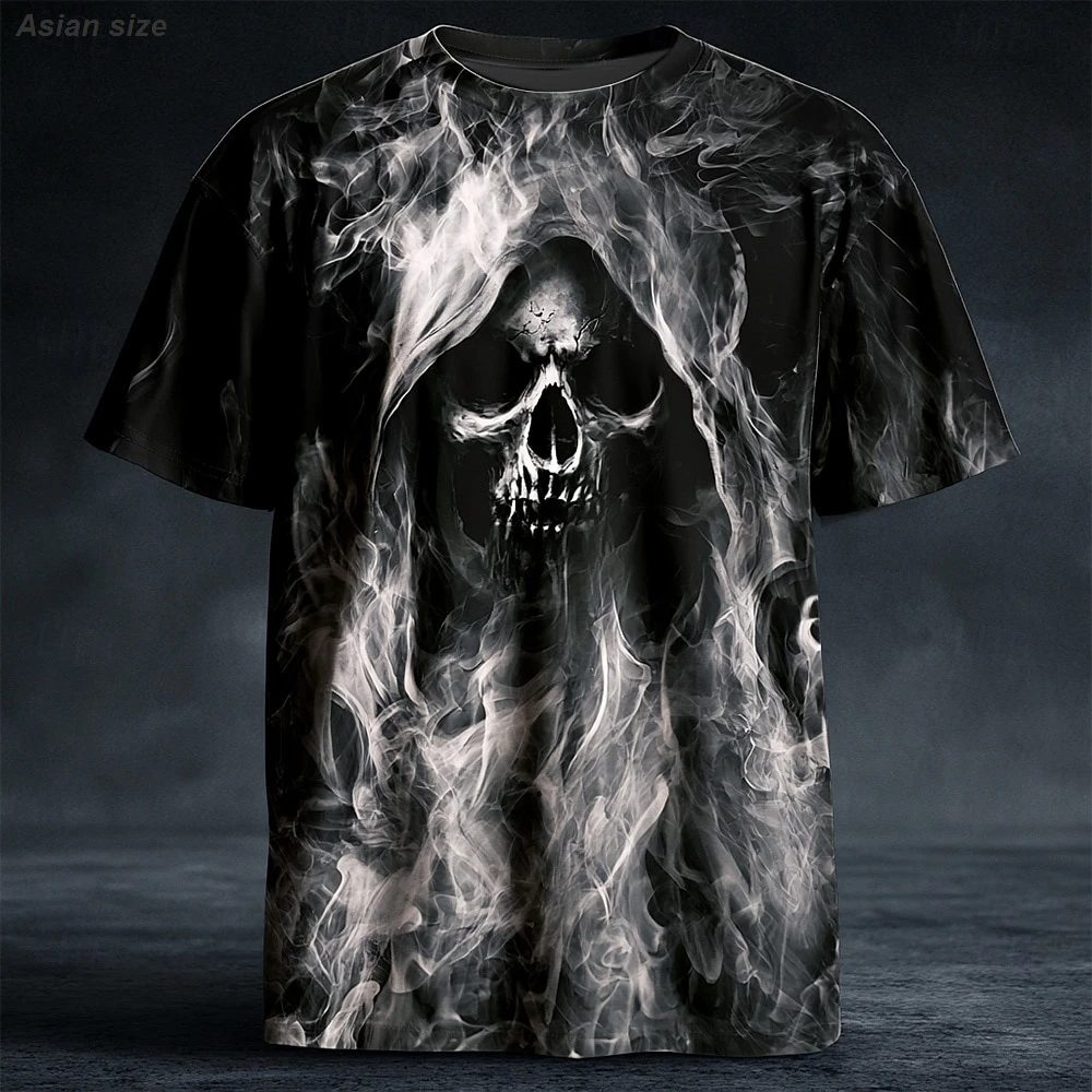 Halloween Men's Skulls T Shirt Short Sleeve T shirt 3D Print Crew Neck Shirt Exaggerated Designer Horror t shirt