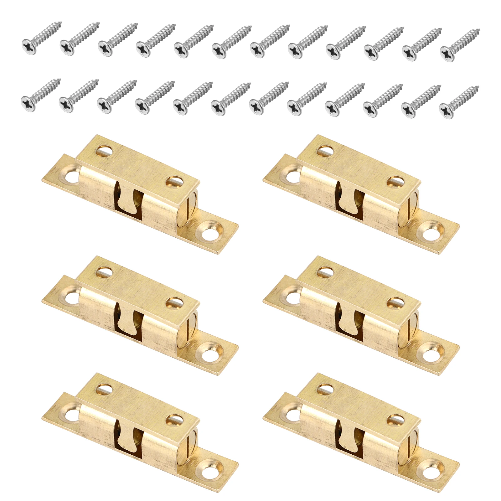 

6pcs Ball Latch Solid Brass Durable Door Catch No Magnetic Simple Install Tension Roller Adjustable Screw Swing Closet French