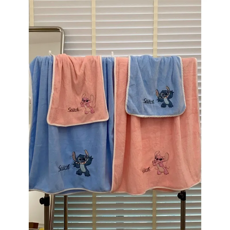 Cute Disney Cartoon Stitch Towel Bath Towel Set for Home Couple Absorbent Water Quick-Drying Hair Won't Shed Bathroom Towel Set