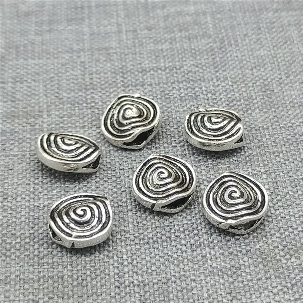 4 Pieces of 925 Sterling Silver Round Nautilus Swirl Disc Beads 2-sided for Bracelet Necklace