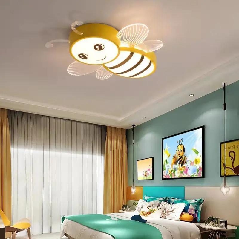 

Nordic children's room bee ceiling light princess room rainbow cloud bedroom light simple modern cartoon light remote control