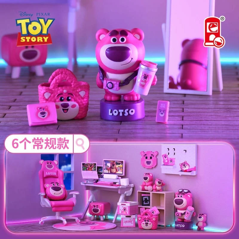 

Disney Blind Box Toy Story Hug Bear Strawberry Bear'S Game Cabin Series Miniature Landscape Mini Collection Character Ornaments