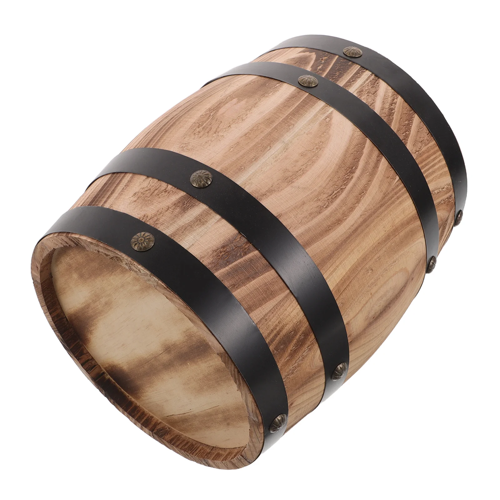 

Large Wooden Saving Bank Handcrafted Oak Barrel Style Vintage Money Box for Room Living Room Decorative Coin Storage