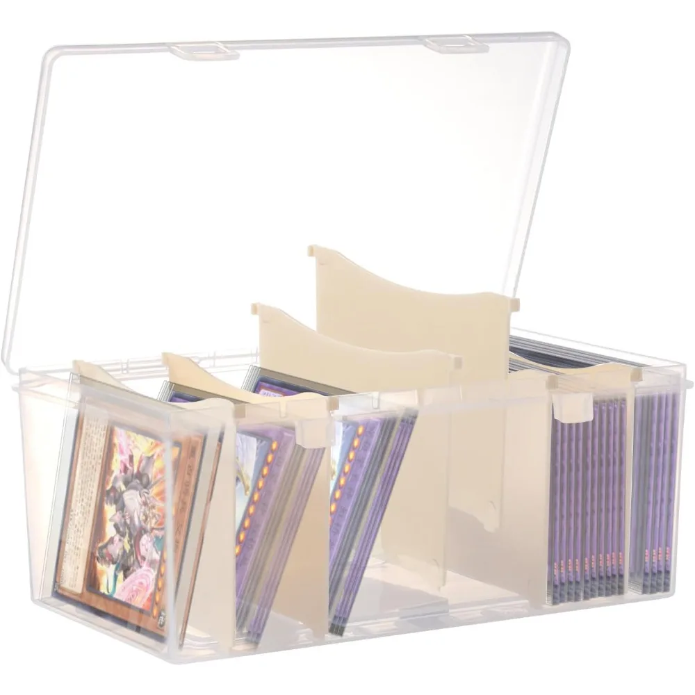 

Card Storage Box, with 6 Dividers, Toploaders Storage Box Plastic Baseball, Card Storage Box