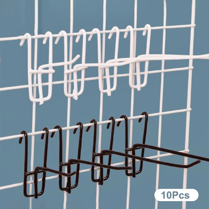 10Pcs 3.3mm Thick Iron Wire Grid Hooks, 5/10/15/20cm Size, Suitable for Supermarket Wire Mesh Panel