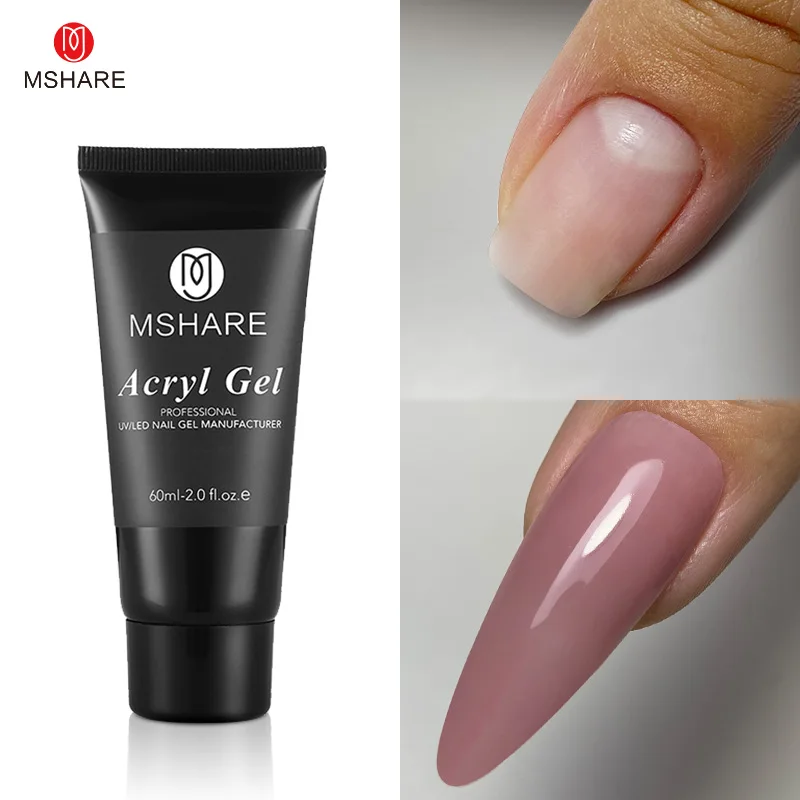 MSHARE Poly Nails Acryl Gel 60ml Builder UV Led Acrylgel Nails Extensions Acrylic Pink White Clear Acrylatic Hema Tpo Free Gel image 3
