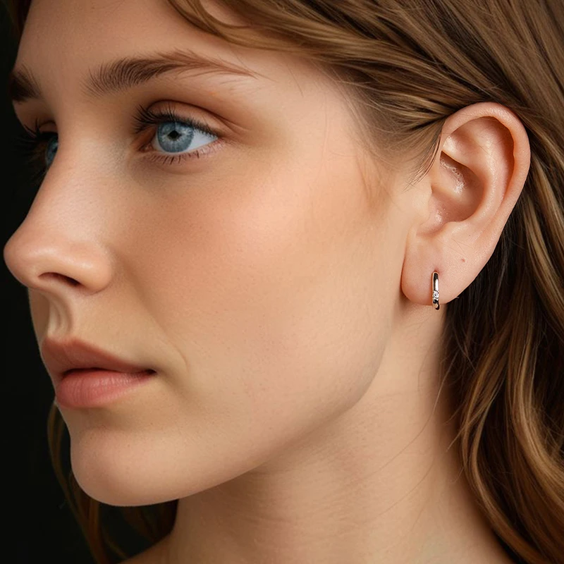 Bamoer U مويسانيتي البيضاوي هوب أقراط الهندسة قرط كبس D اللون VVS1 EX 925 فضة الأصلي الفاخرة مجوهرات الأم هدية