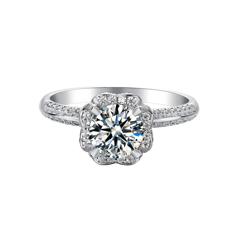 GRA 1ct Moissanite Diamond Engagement Ring White Gold Solid 925 Silvr Custom Jewelry Ready To Ship