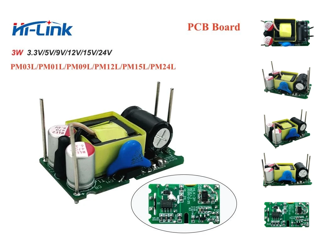 2pcs/lot AC DC PM03L/PM01L/PM09L/PM12L/PM15L/PM24L 3W PCB bare board 3.3V/5V/9V/12V/15V/24V Switching Power Supply Module Ultra