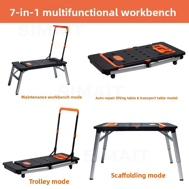 Multifunctional Workbench Horse Stool, Stainless Steel DIY Console, Trolley Scaffold Mobile Platform Ladder