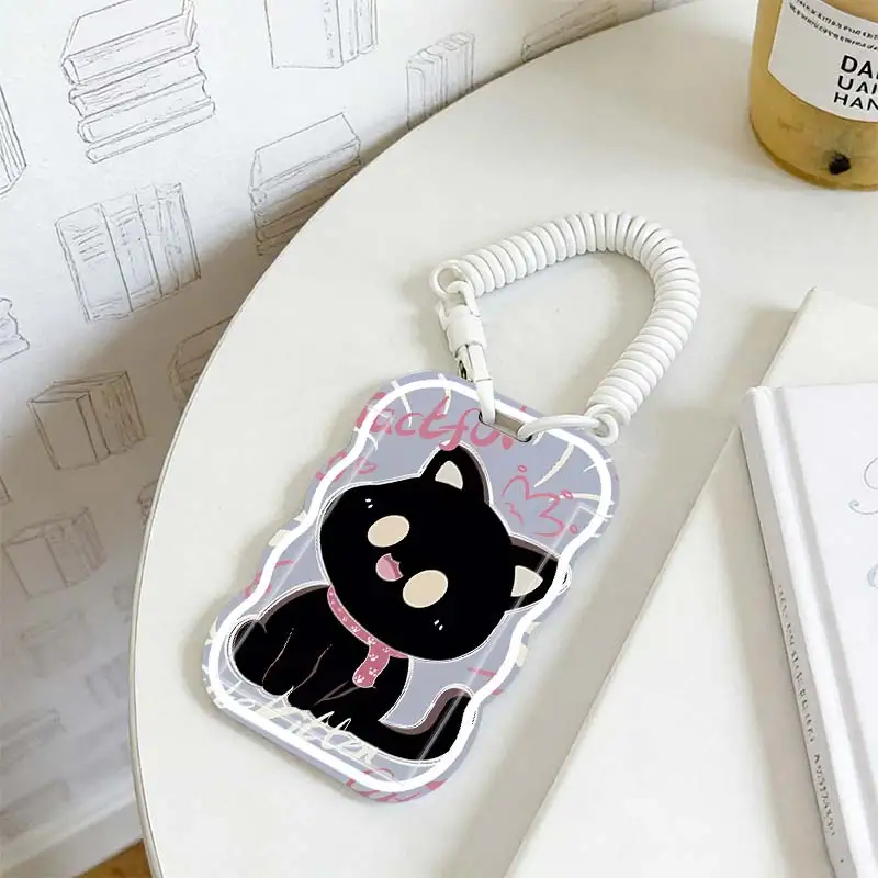 Card Protective Case for Student Bus/Meal Card Protection Case Stretchable Spring Cord Kpop Photocard Holder Photo Protector
