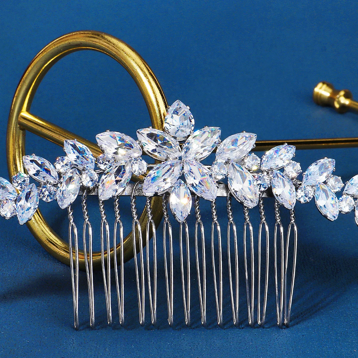 Braut-Haarschmuck Kristall Gold Silber Farbige Haarkämme für Frauen Braut-Kopfschmuck Party-Schmuck Brautjungfern-Geschenk – Detail 24