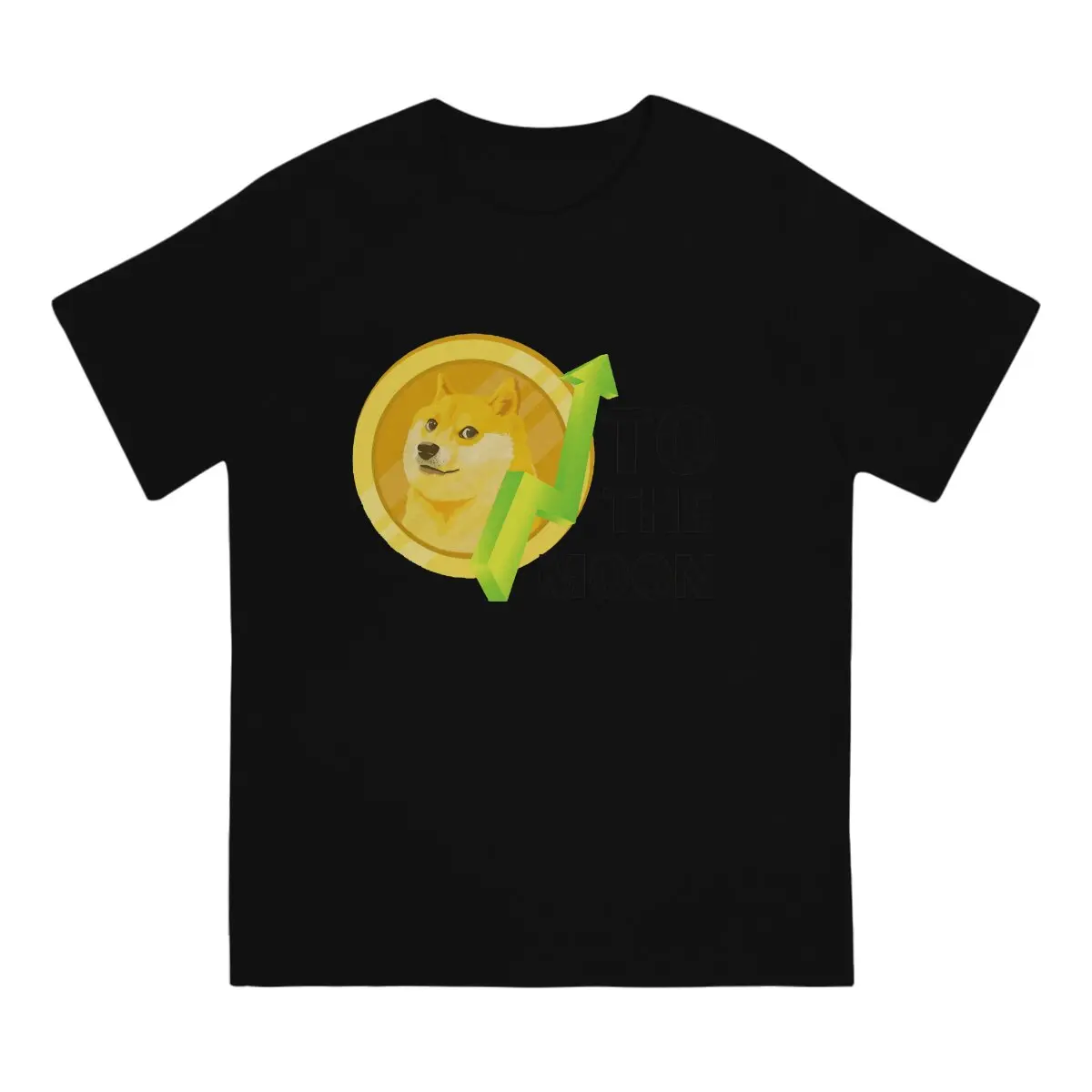 DOGE TO THE MOON T-Shirt for Men Bitcoin Cryptocurrency Art Funny 100% Cotton Tee Shirt Round Neck Short Sleeve T Shirt