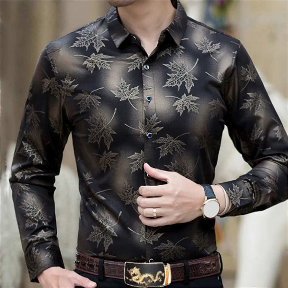 3d Maple Leaf Printed Floral Shirts Men Long-sleeved Shirt Y2k Lapel With Button Fashion Vintage Street Women Clothes Spring