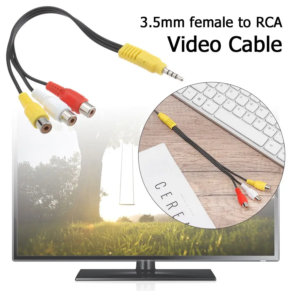 3.5MM To 3 RCA Cable Video Component AV Adapter Cable For TCL TV 3.5mm To RCA Red White And Yellow Female Video Cable TV Set
