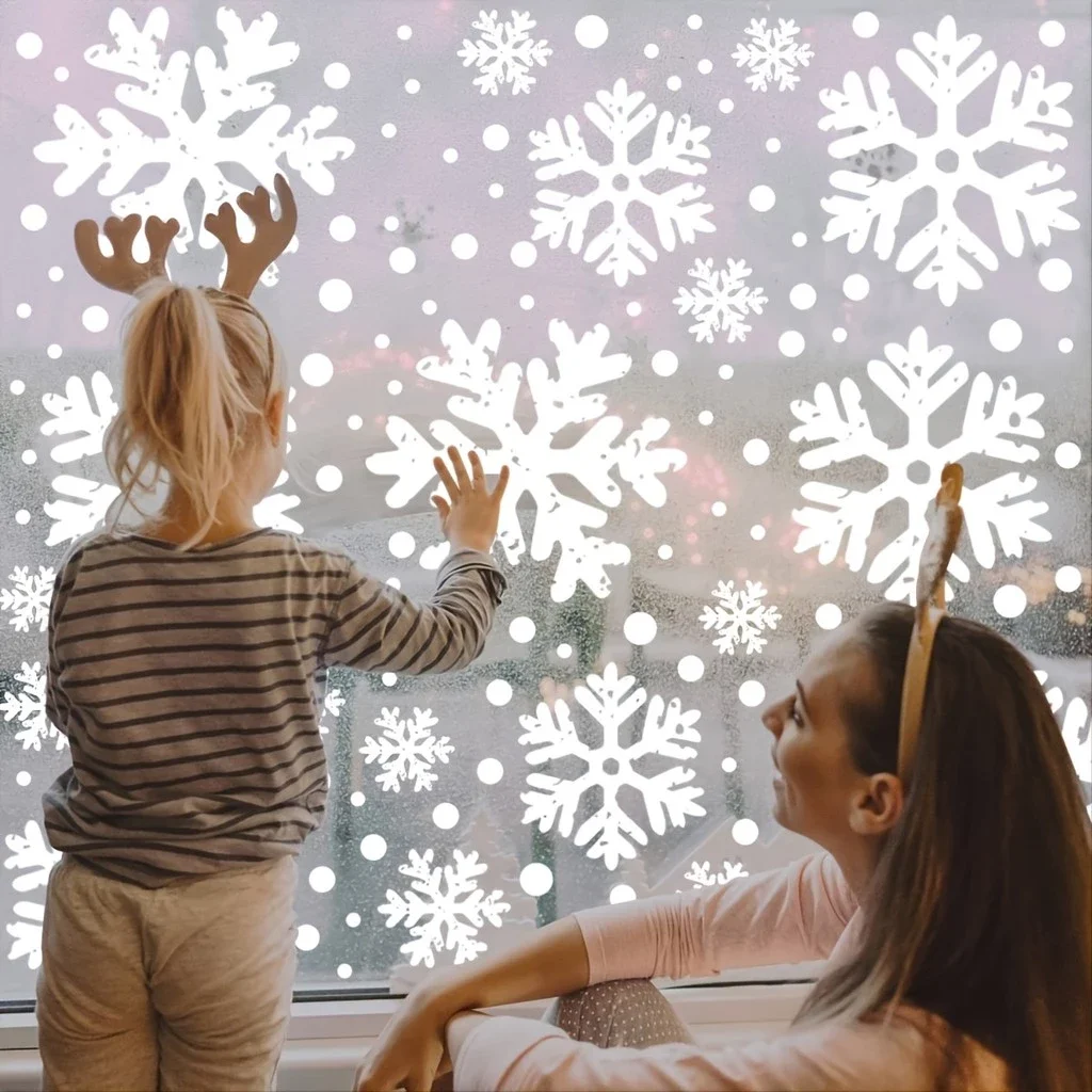 88pcs Snowflake Stickers Christmas Window Decals Decorative Stickers Christmas Decorations White Snowflake Stickers