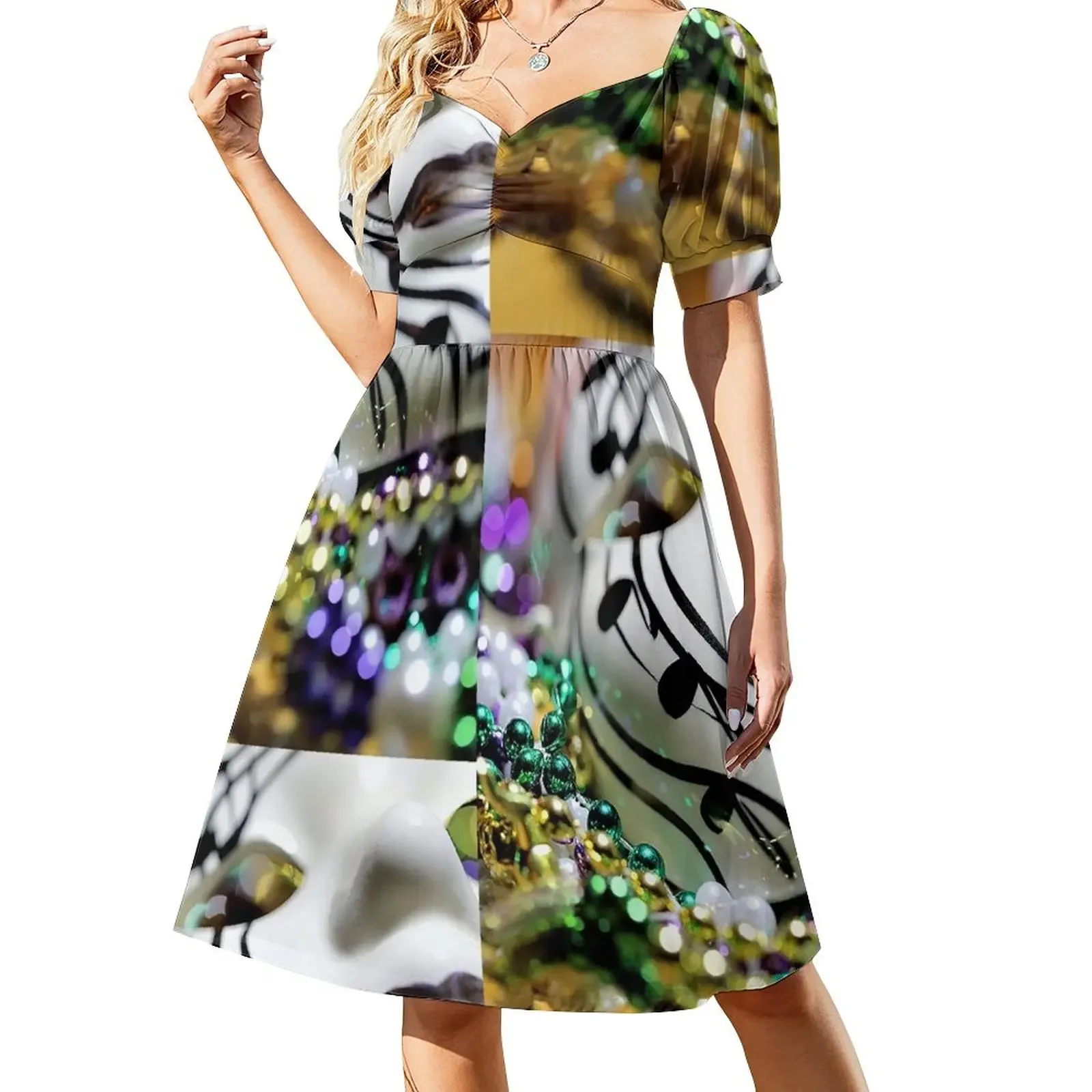 

Mardi Gras I Short-Sleeved Dress womens clothing Woman fashion