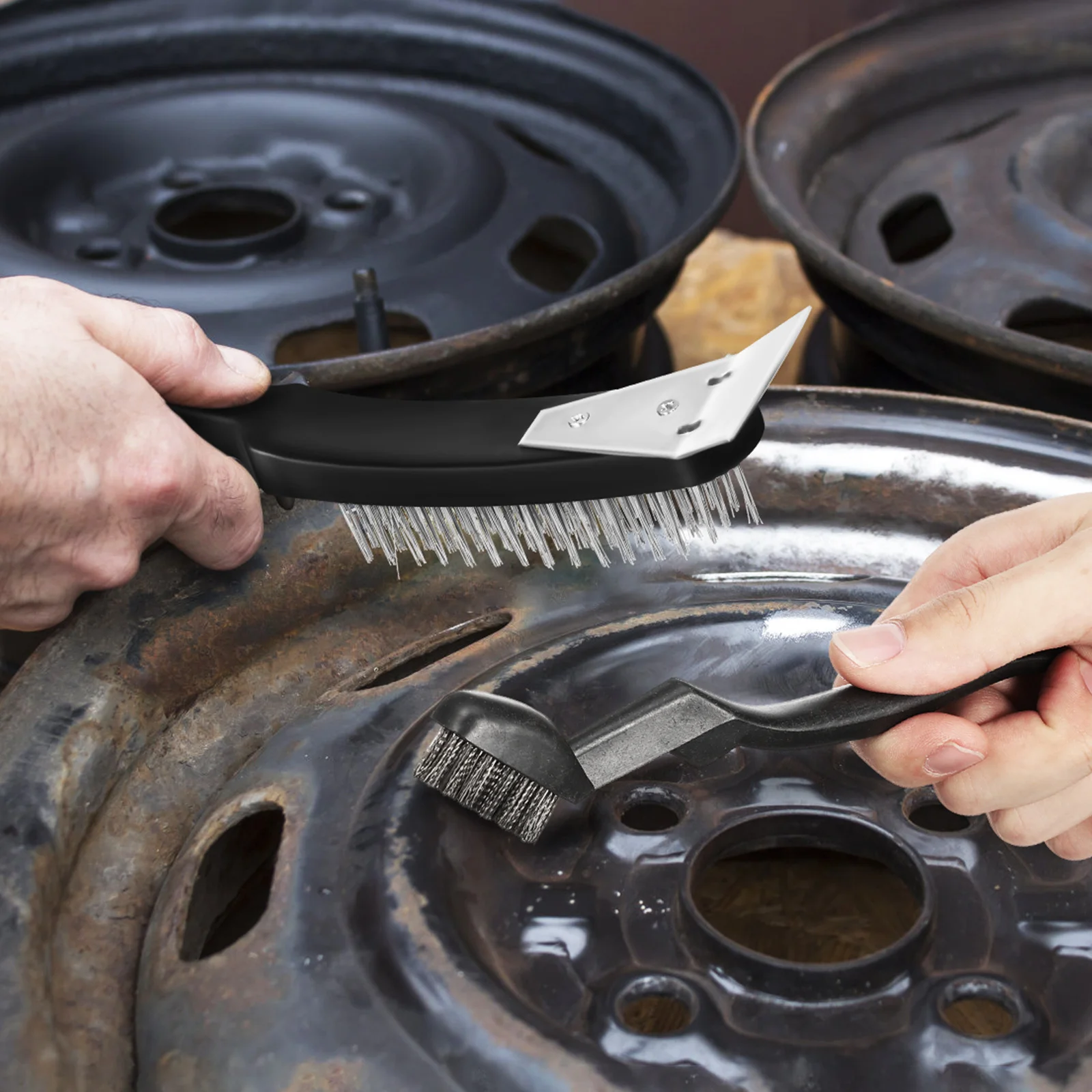 

4 Pcs Abrasive Metal Cleaning Brush Hard For Heavy-duty Wire Bbq Stainess Steel