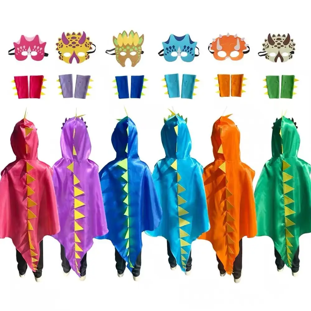 

Fancy Mask Dragon Cloak Hooded Cape Golves Halloween Kids Costume Cosplay Costumes Dinosaur Costume Boys Girls