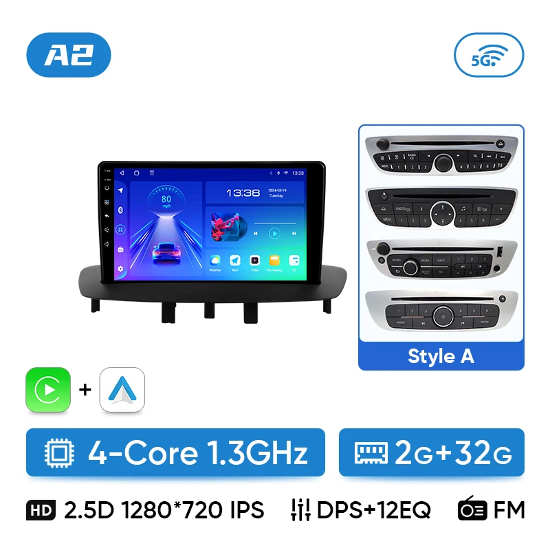 Ainavi Autoradio Voor Renault Megane 3 Fluence Samsung SM3 2008-2014 Draadloze Carplay Android Auto Multimedia Stereo 2 Din
