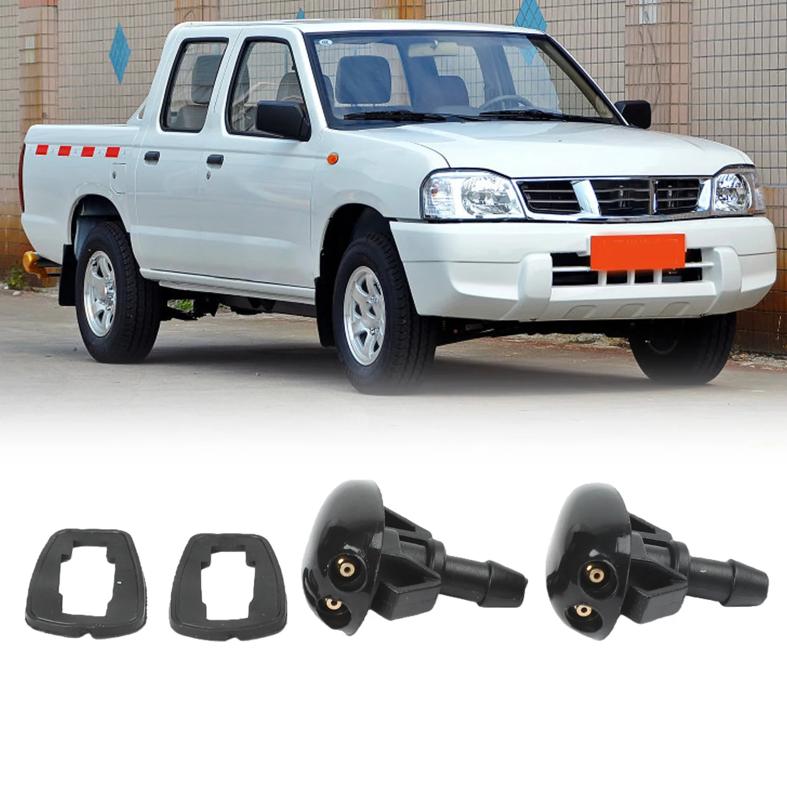 2* Front Windscreen Washer Nozzle For Nissan Navara D22 D40 Pickup