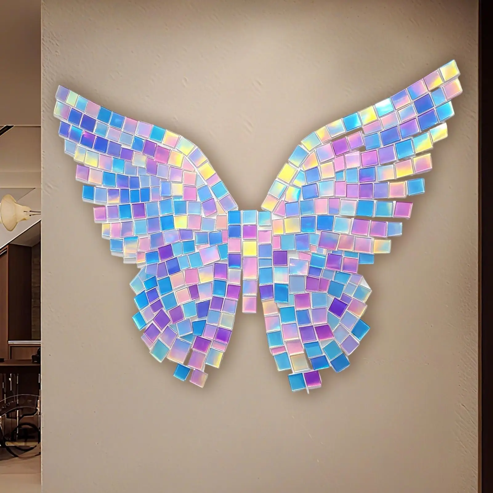 Mini Holographic Acrylic Squares Rainbow Acrylic Sheets Double-Sided Blocks for DIY Crafts Light&Shadow Artwork Home Decor