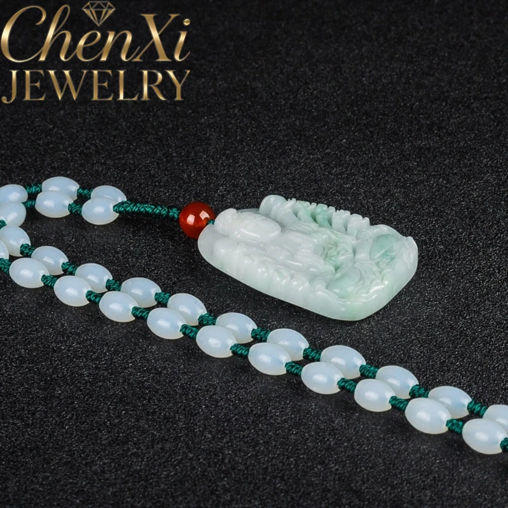 Natural Myanmar Grade A Jadeite Thousand Hand Guanyin Pendant Fine Craft Jade Necklace Stone Jewelry Daily Wear Exquisite Gift