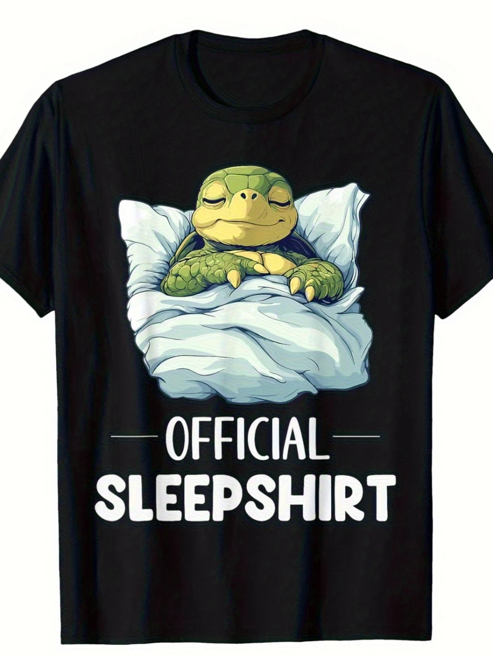 

Men'S Official Sleepshirt Soft Breathable Round Neck Tee Sleeping Turtle Casual Street Style Perfect Gift for Animal Lovers