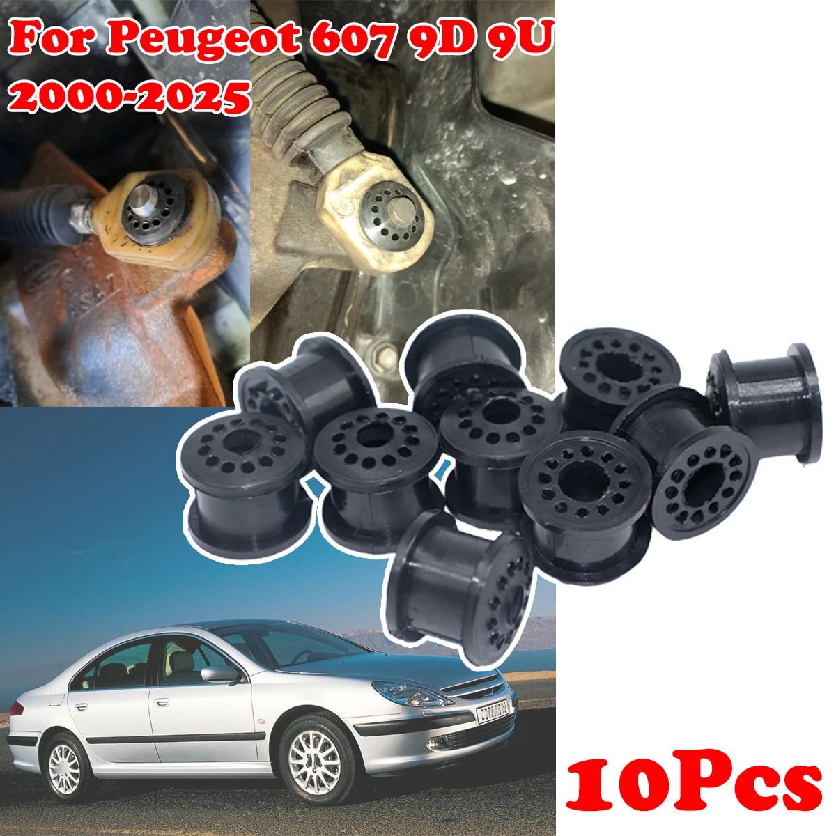 

10pc For Peugeot 607 9D 9U 2000-2025 Gearbox Cable Linkage Rubber Bushing MT Shift Lever Assembly Repair Kit Replacement Parts