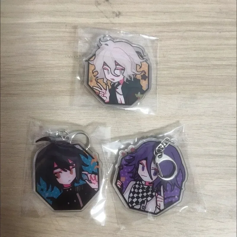 Anime KeyChain Danganronpa Trigger Happy Havoc Key Chain for Woman Junko Enoshima Key Ring Kokichi Oma Pendant Acrylic Girl Gift