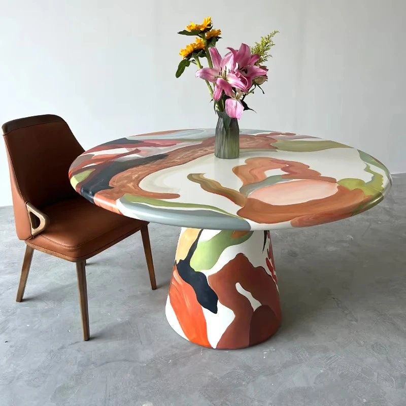 km-AN-2420 Hand Painted Dining Table Designer Art Oil Painting Creative Graffiti Home Color Vividly Coloured Decorative Drawing%
