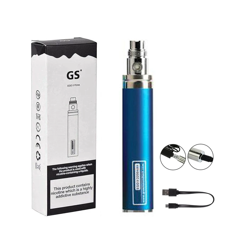 GS eGo II Prime Passthrough-Batterie 2200mAh avec chargeur micro USB astronomique, E Laguna ette pour Evod 510 CE4 H2, Atomiseur précieux, Kit Vape