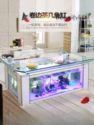 Ecological Tea Table Fish Tank Aquarium Glass Rectangular Large Creative Living Room Tea Table Fish Globe