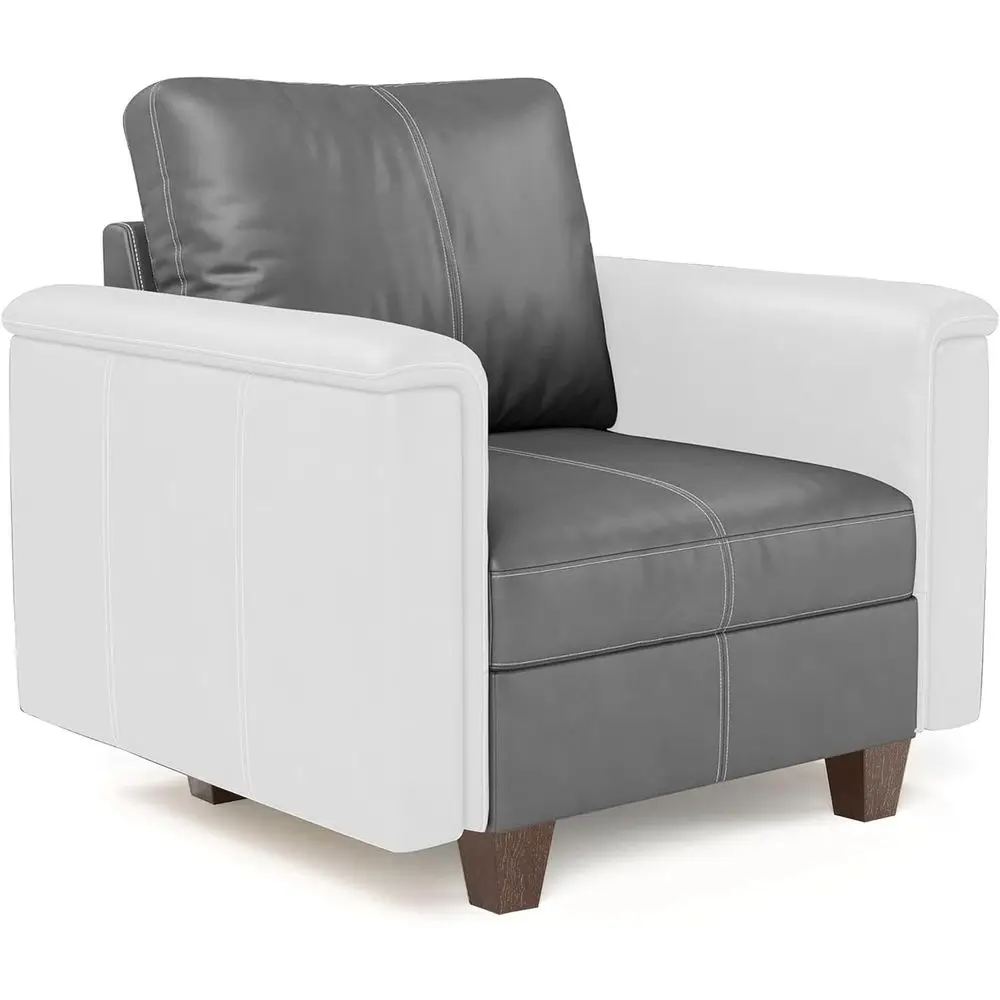 

Modern Gray Leather Sectional Sofa with Storage for Living Room