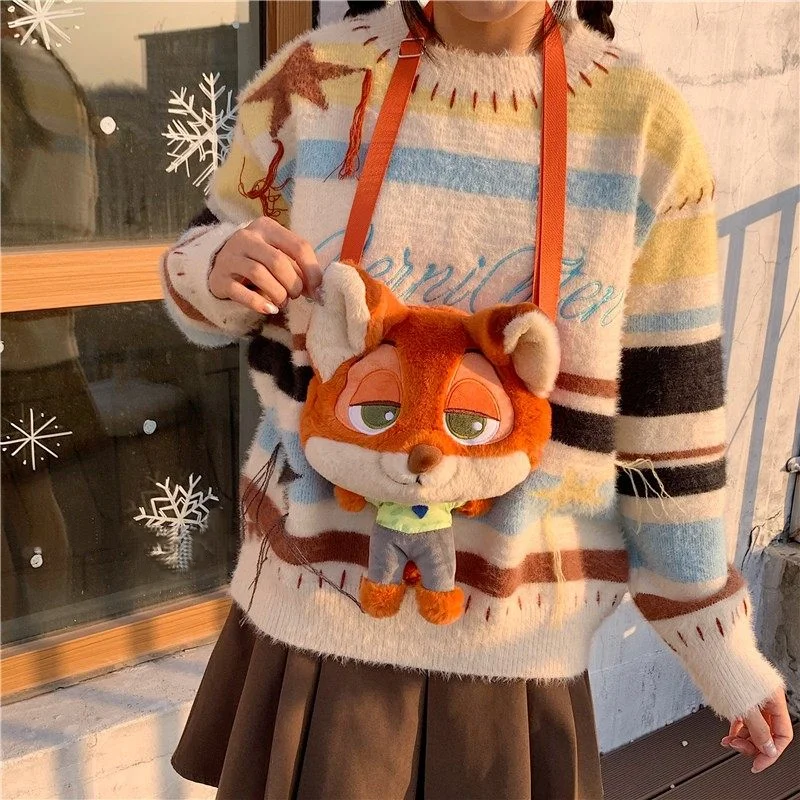 

Disney New Model Zootopia Periphery Cute Nick Fox Cartoon Plush Doll Cute Face Plush Crossbody Package Cute Doll Shoulder Bag