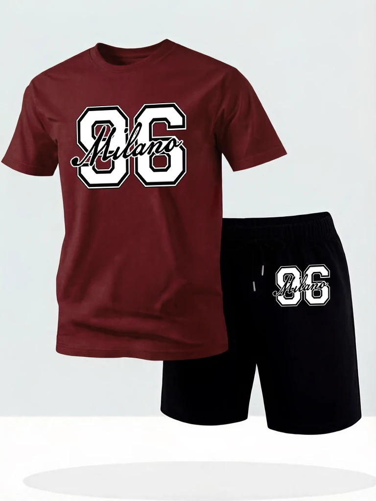 

Milan Number 96 Printed Stretch Summer Short Pants Mens Set Loose New Sportswear Cotton Daily Simple Clothes Classic Short Sets