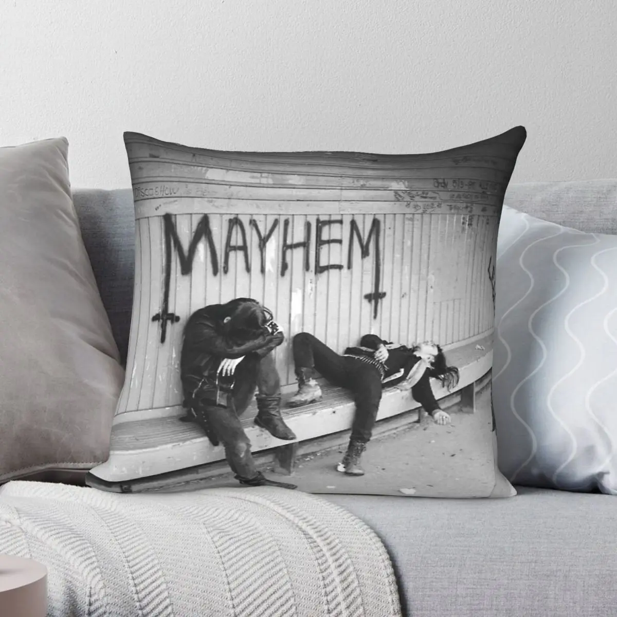 Band Mayhem Black Metal Square Pillowcase Polyester Linen Velvet Pattern Zip Decor Car Cushion Cover 18