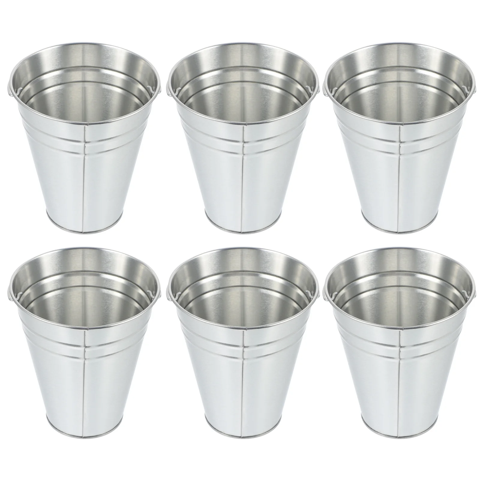 

6pcs Large Capacity Beer Bucket Ice Bucket Silver Tinplate Wine Holder One Piece Molding For Bar Hotel Ktv Party Use