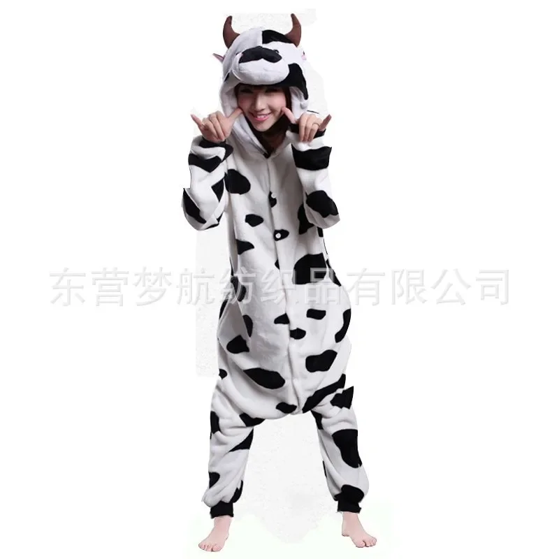 Winter Adult Animal Dalmatian Duck Onesies Cow Chicken Kigurumi Pajamas Cartoon Cosplay Costumes Jumpsuits Christmas Hooded