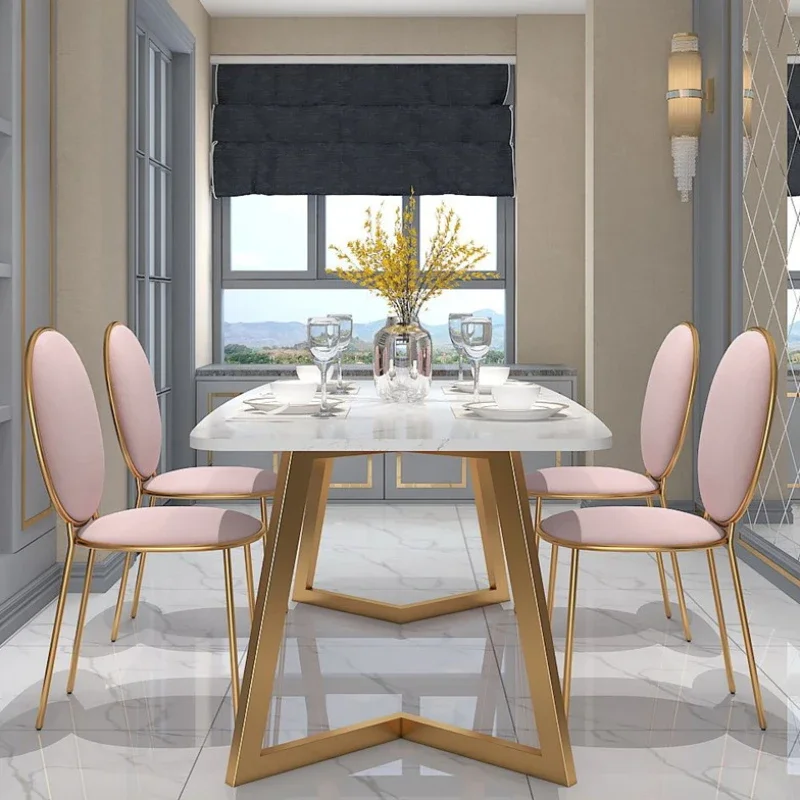 

Waterproof Designer Dining Table Unique Non Slip White Nordic Marble Dining Table Space Saving Nordic Mesa De Jantar Funiture