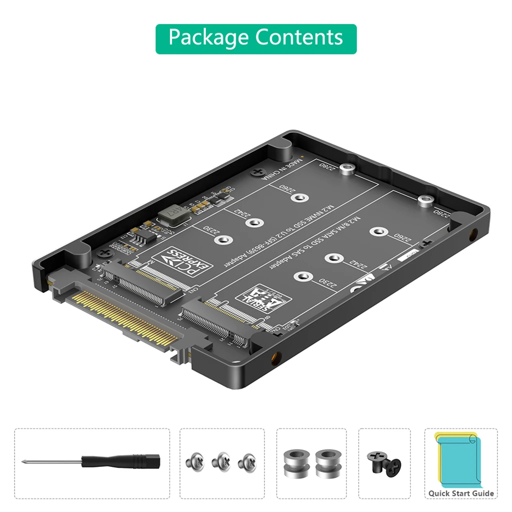 Dual M.2 Key B+M auf U.2 SFF-8639 Adapter mit Kunststoffgehäuse für M.2 NVMe Key M & SATA SSD M2 auf U.2 SFF8639/SAS Konverterkarte – Detail 9